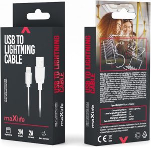 Maxlife cable USB-Lightning 1,0m 2A white